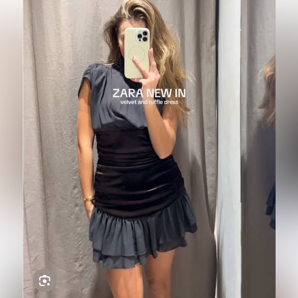 TREND NEW ZARA VIRAL COMBINATION VELVET RUFFLE DRESS 
🚨FIRM PRICE NO DISCOUNT - Picture 13 of 16